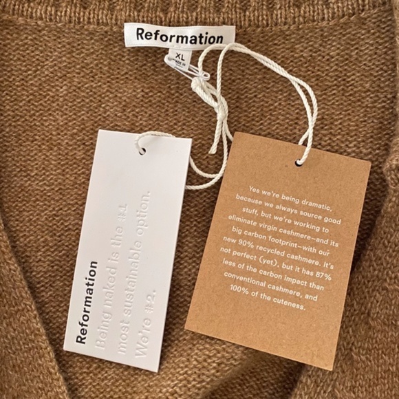 NEW Reformation Beckie Cashmere Collared Sweater Panko XL - Picture 14 of 16